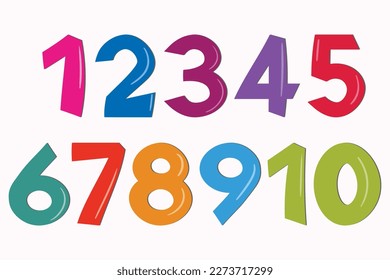 Set of colorful numbers. Vector illustration. Template elements for greeting card, web design. Mathematics educational children game.