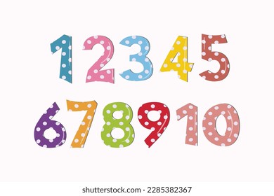 Set of colorful numbers. Vector illustration. Template elements for greeting card, web design. Mathematics educational children game.