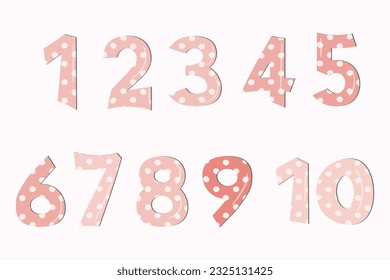 Satz bunter Zahlen. Vektorgrafik. Vorlagenelemente für Grußkarte, Webdesign. Mathematik pädagogische Kinder spielen.