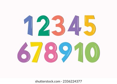 Set of colorful numbers. Vector illustration. Template elements for greeting card, web design. Mathematics educational children game.