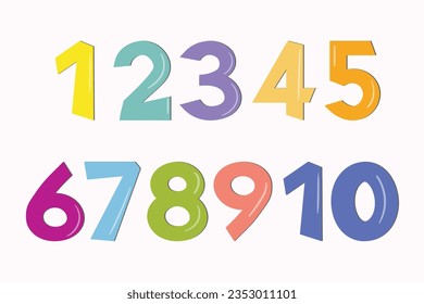 Set of colorful numbers. Vector illustration. Template elements for greeting card, web design. Mathematics educational children game.