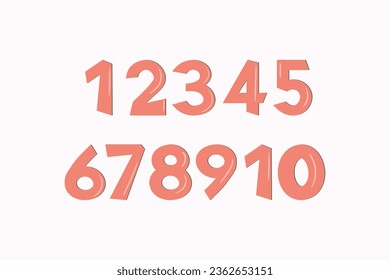 Conjunto de números coloridos. Ilustración vectorial. Elementos de plantilla para tarjeta de felicitación, diseño web. Juego de niños educacionales matemáticos.