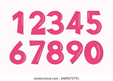 Set of colorful numbers. Vector illustration. Template elements for greeting card, web design. Mathematics educational children game.