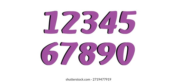 Conjunto de números coloridos. Ilustração vetorial. Elementos de modelo para cartão de saudação, web design. Matemática educacional crianças jogo.