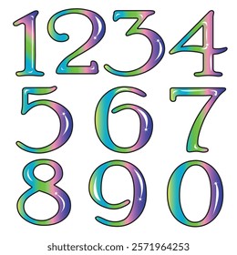 Set of colorful numbers zero to nine