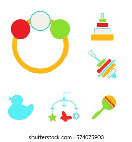 Set of colorful objects for baby-life in flat style.