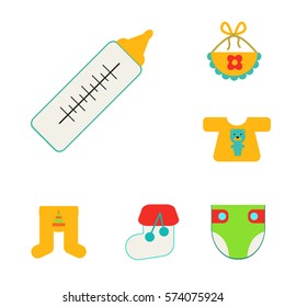 Set of colorful objects for baby-life in flat style.