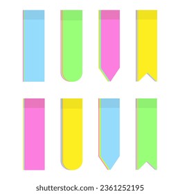 Set of colorful office sticky note strips in various shape in vibrant trendy shades. Isolate. Vector