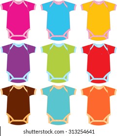 Set colorful onesie for babies