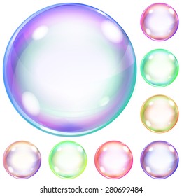 Set of colorful opaque soap bubbles of different shades