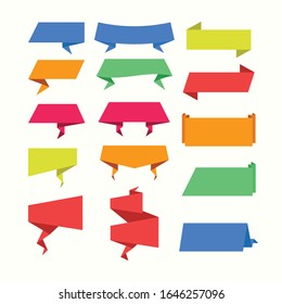 Set of colorful origami banners. Vector ribbon and label design.