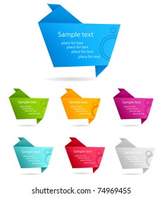 Set with colorful origami paper banners.   Vector illustration.