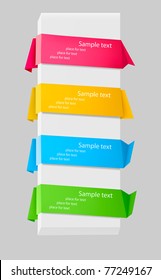 Set with colorful origami paper banners. Vector illustration.