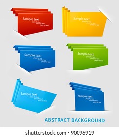 Set of colorful origami paper banners. Vector illustration.