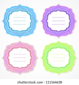 Set of colorful ornate frames with floral elements