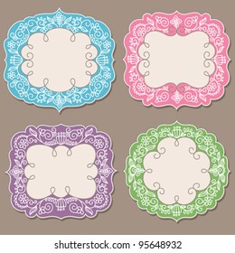 Set of colorful ornate frames with floral elements