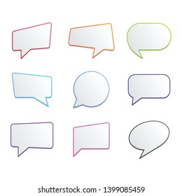 Set of colorful outline speech bubbles