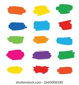 Conjunto de pinceles de pintura colorida Colección de Vector de carrera. Muestras de arte editables para proyectos de marca, diseños de carteles, texturas de fondo y arte DIY