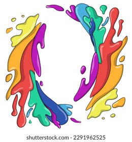 Set of colorful paint drops with rainbow colors and place for text