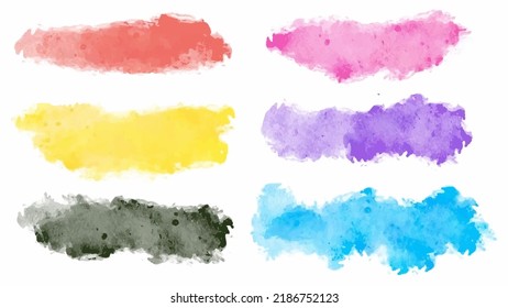 Set of colorful paint, ink brush strokes, brushes, lines. Dirty artistic design elements. Vector illustration. Isolated on white background.