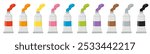 Set of colorful paint tubes isolated on white background. Vector illustration.