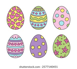 Set of Colorful painted Easter eggs.