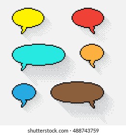 Set of colorful pairs of bubbles in flat design, pixels. Stock vector