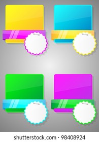 Set of colorful paper background with ribbon. Vector illustration.