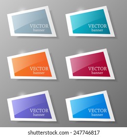 Set of colorful paper banners . Vector illustration. 