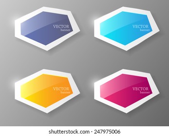 Set of colorful paper banners . Vector illustration.