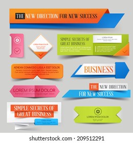 Set of colorful paper business banner.