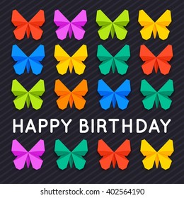 Set of colorful Paper Butterfly over dark background. Vector eps 10 format.