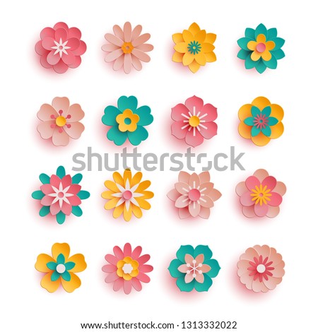 Set of Colorful Paper Flower