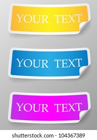 Set of colorful paper label. Vector illustration.