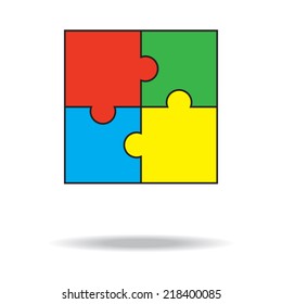 Set of colorful paper puzzles. Teamwork
