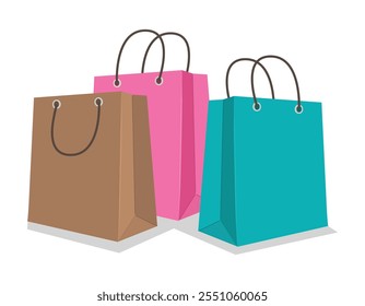 Set of colorful paper shopping bags 