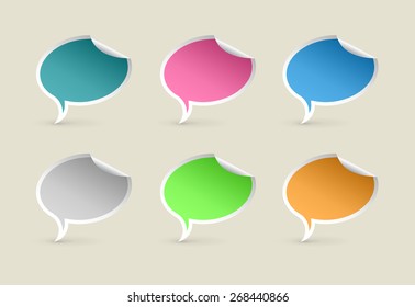 Set of Colorful Paper Speech Bubbles, Vector Illustration