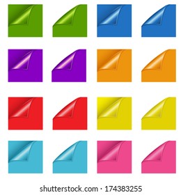 Set of colorful papers with curls