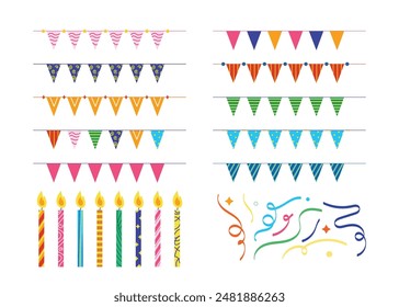 Set of colorful party element for birthday party, gender reveal, baby shower, kid show, fun festival and more	
