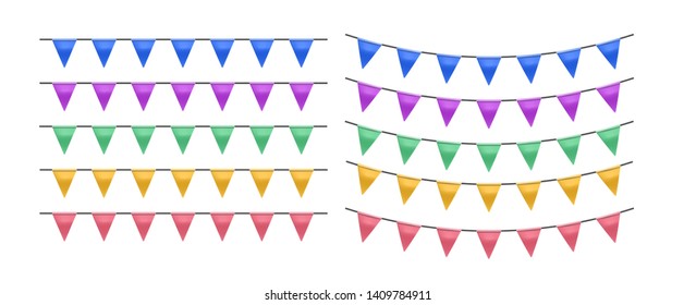 Set of colorful party flag. Vector illustration.