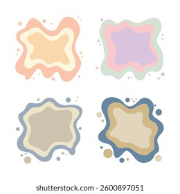 Set of Colorful Pastel Abstract Organic Water Fluid Liquid Blob Shape Background
