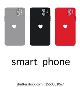 A set of colorful pastel smartphones isolated on white background. They are grey, black and red. Mock up graphic design for web, banner, advertising and etc.