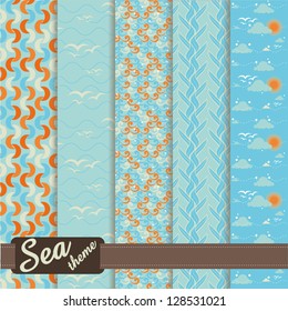 set of colorful pattern on marine theme