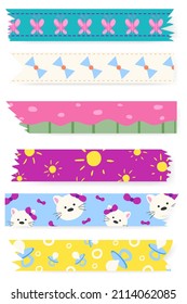 Coloridas tiras de cinta washi con estampado con diseños divertidos para niños