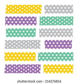 Conjunto de bandas de cinta de washi con estampado colorido
