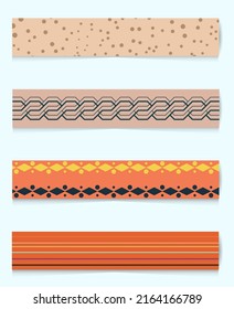 Set of colorful patterned washi tape strips with a geometric pattern in delicate colors