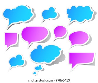 Set of colorful, peeling speech bubbles