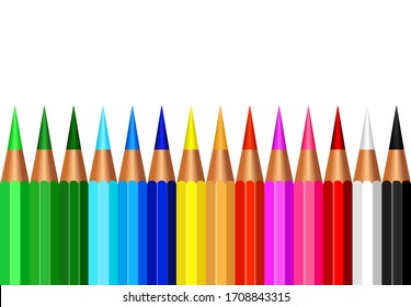 set of colorful pencil color isolated on white background,equipment for art,stationery paint and drawing for children