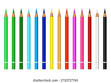 set of colorful pencil color isolated on white background,equipment for art,stationery paint and drawing for children