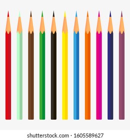 Set of colorful pencil. Colored pencils isolated on white background. Template design for presentation, publications, education. Vector